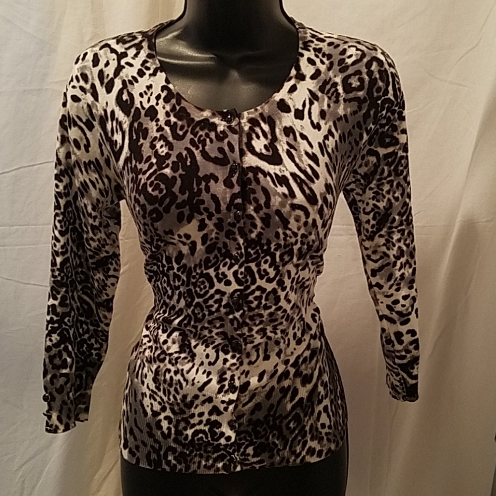 Beautiful Black and White Leopard Print Cardigan